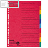 Falken Karton-Register, 10-teilig, DIN A4, Überbreite, 230g/m², farbig, 80086390