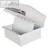 Karteikasten f?r 800 Karten, DIN A5 quer, 234 x 250 x 180 mm, Schloss, PS, grau