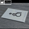 T?rschild WC Behinderte, 148x105 mm, Braille Schrift, Klebemontage, Glas, silber
