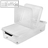 Unterbettbox "leo", 33 Liter, 380 x 770 x 160 mm, Rollen, PP, transparent