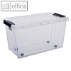 Aufbewahrungsbox PROBOX, 70 Liter, 395 x 725 x 390 mm, Rollen, transparent/grau
