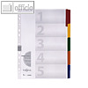 Register DIN A4, 5-teilig, 225 x 297 cm, 190 g/qm, Deckblatt, Karton/PP farbig
