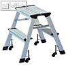 Klapptritt, 41 x 50 x 44.5 cm, max. 150kg, 2x 2-stufig, Gleitrollen, Alu, silber