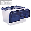 Aufbewahrungsbox, 45 l, 59 x 43 x 28 cm, geteilter Klappdeckel, PP, transparent