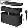 Kabelbox mit 5-fach Steckdosenleiste, 285 x 145 x 130 mm, USB, IP20, PC, schwarz
