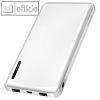 Powerbank, 10.000 mAh, 2x USB-A, Schnellladefunktion, 68 x 141 x 16 mm, wei?