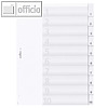 Kunststoff-Register DIN A4, 10-tlg. transparent, blanko, Einsteckschilder
