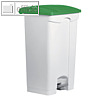 Tret-Abfalleimer "the step", 90 Liter, rechteckig, wei? / Deckel gr?n, H2402351