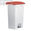 Tret-Abfalleimer "the step", 90 Liter, rechteckig, wei? / Deckel rot, H2402325
