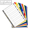 Kunststoff-Register, Zahlen, DIN A4+, 12-teilig, farbige Taben, 20 Sets, 2512E