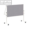 Moderationstafel, Standfu? Rollen, 120 x 150cm, Filz / Whiteboard, grau, 6366982