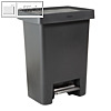 Gro?-Tretabfalleimer, 71 Liter, 2 F?cher, 496 x 386 x 642 mm, dunkelgrau