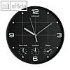 Wanduhr / Weltzeituhr 4-Zeitzonen, schwarz, Kunststoff, ? 30,5 cm, 400094567