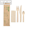 Bestecksets Holz "pure": Messer, Gabel, Kaffeel?ffel, Serviette in Papierbeutel,
