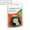 Dymo Etikettenband LetraTag, 12 mm x 4m, Papier, schwarz auf wei?, S0721510