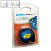Dymo Etikettenband LetraTag, 12 mm x 4 m, Kunststoff, schwarz auf gelb, S0721620