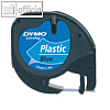 Dymo Etikettenband LetraTag, 12 mm x 4 m, Kunststoff, schwarz auf blau, S0721650