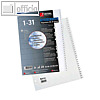 Hetzel Kunststoff-Register, Zahlen 1-31, DIN A4, PP, wei?, 25235401